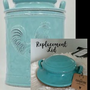 Large Rooster Canister Aqua Blue Lid Replacement